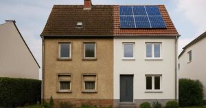 ein Haus geteilt in zwei Hälften