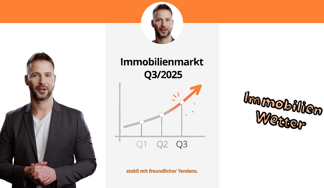 Ein Teaser für das Immowetter, ein Moderator, der das Immobilien-Wetter ansagt