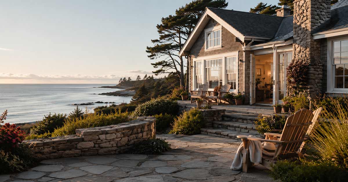 Ferienimmobilie mit Meerblick an der Küste als Beispiel für den Verkauf eines Ferienhauses. I Ferienimmobilie verkaufen