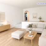 Wohnbereich der 3-Zimmer-Wohnung in Haar – mit KI eingerichtet